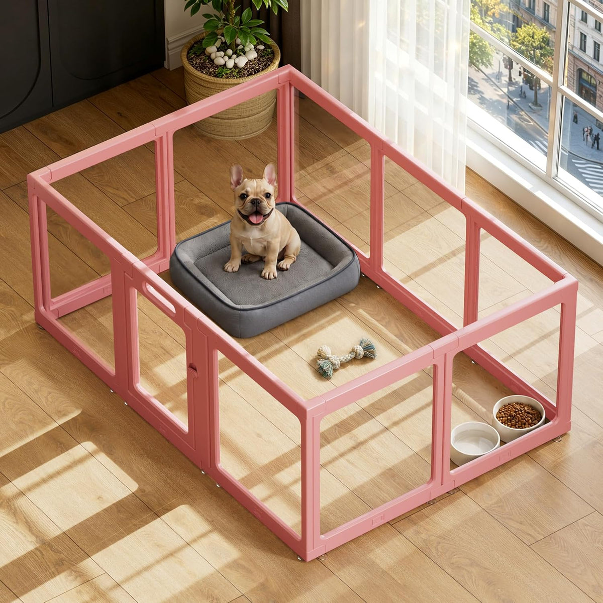 acrylic dog playpen indoor，exercise pen with door, 24", main product view