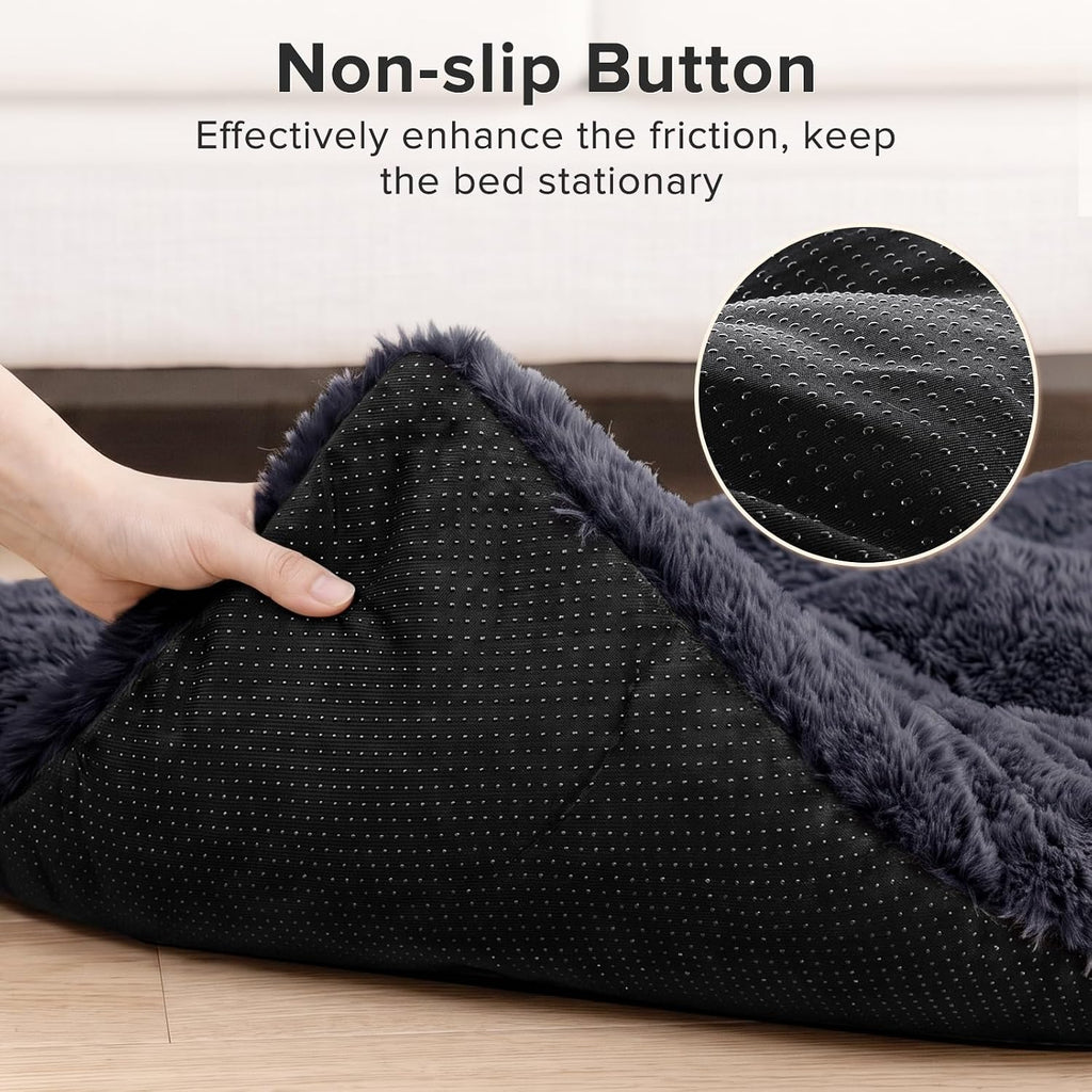 joejoy large dog bed crate pad, deluxe plush, side view
