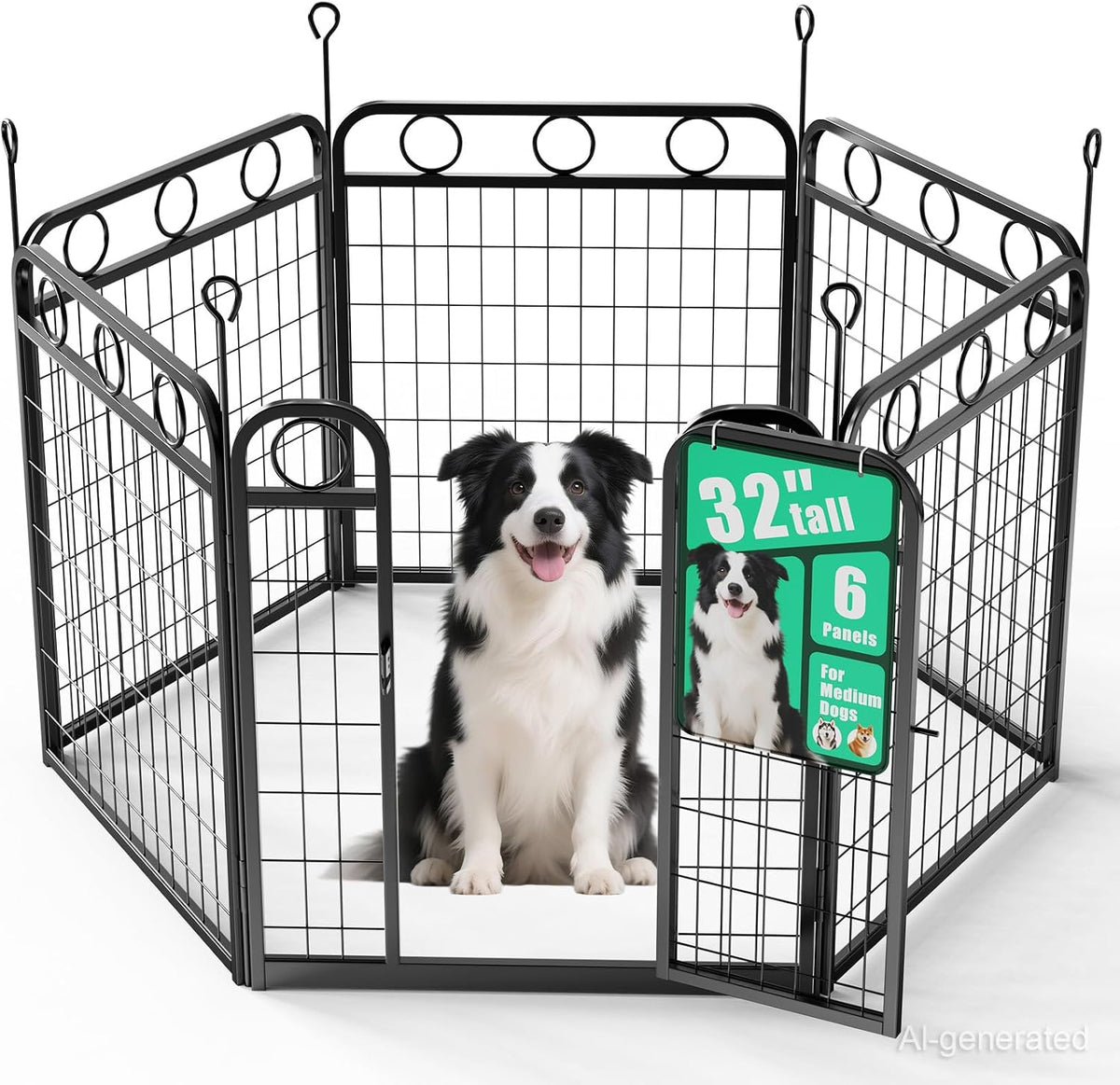 dog playpen - 32 inch 6 panel metal, main product view