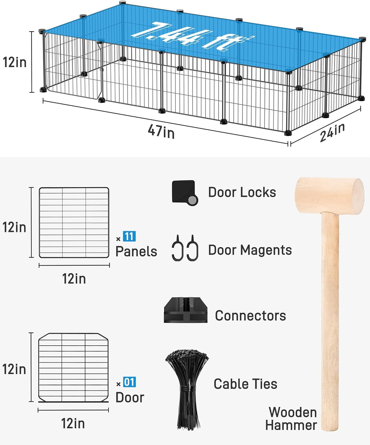 bucatstate 12 panels guinea pig playpen, rabbit playpen, close-up detail