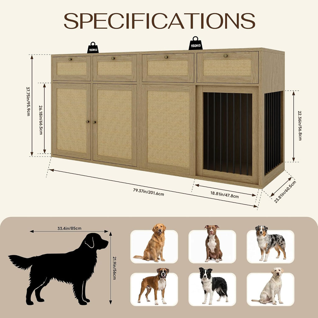 purecozy 2-piece dog crate furniture, right, 80 inch, view 9