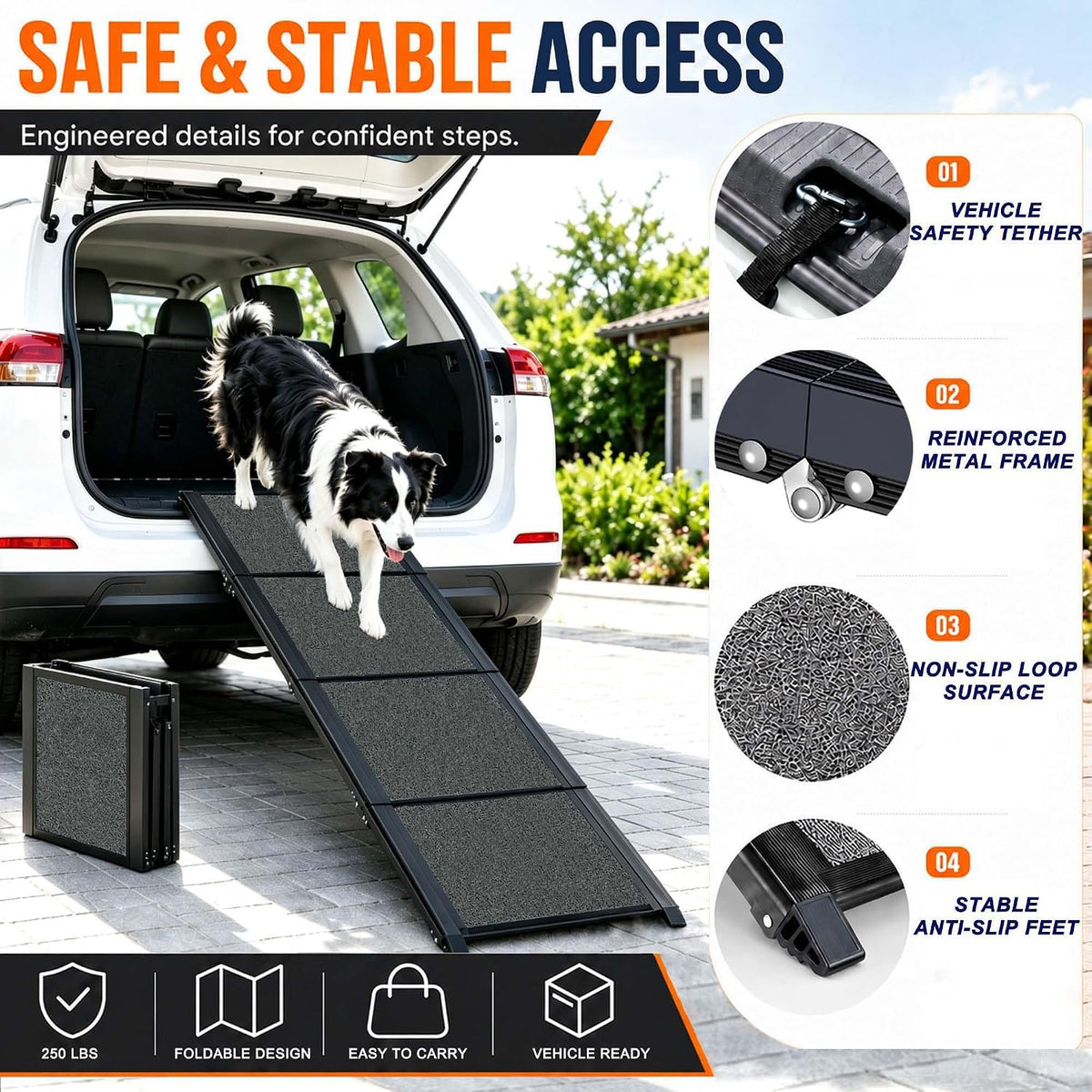 dog ramp for car, 71 x 20 in, package contents