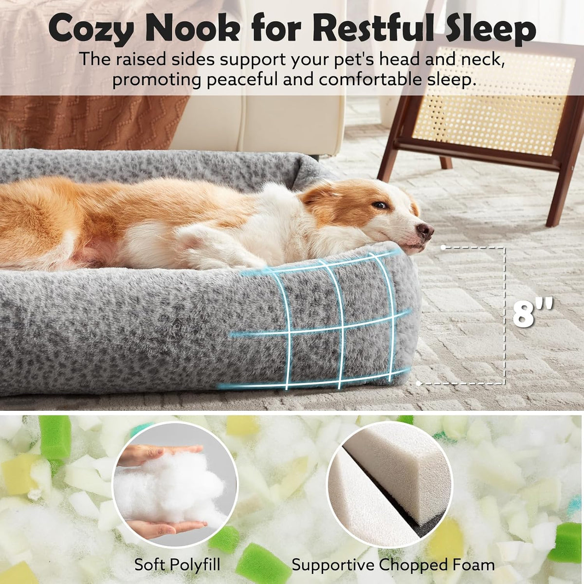 joejoy dog bed medium size dog, removable washable shown in use