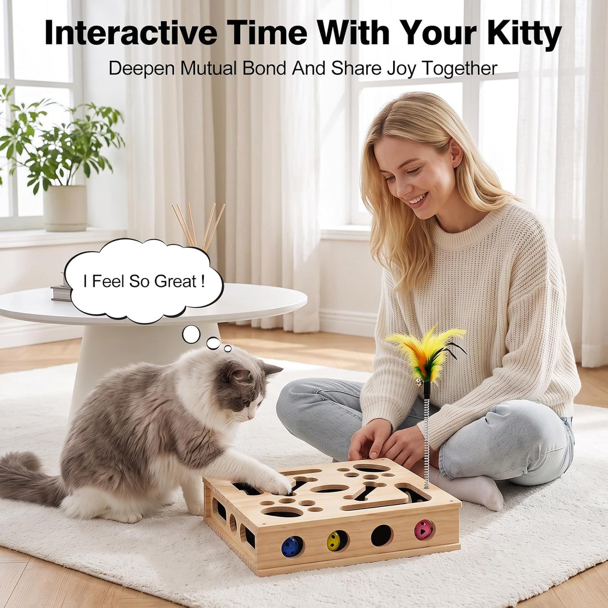 cat nail file enrichment box for indoor cats, side view