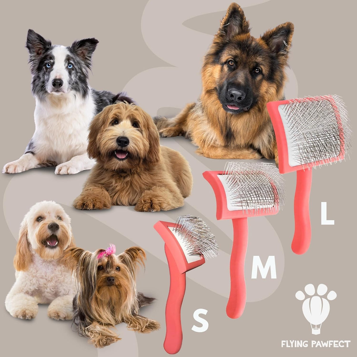 premium slicker brush for dogs - long pin showing dimensions