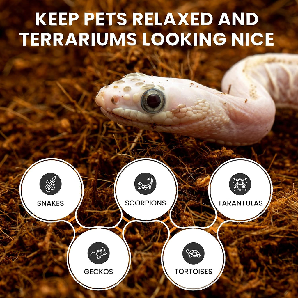 reptiearth reptile bedding, fluffy coconut fiber substrate 36 shown in use