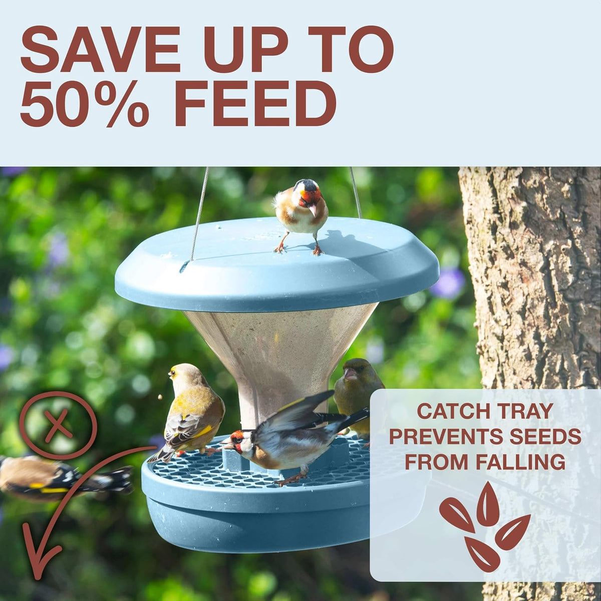 swissinno bird feeders - no mess hanging bird, close-up detail