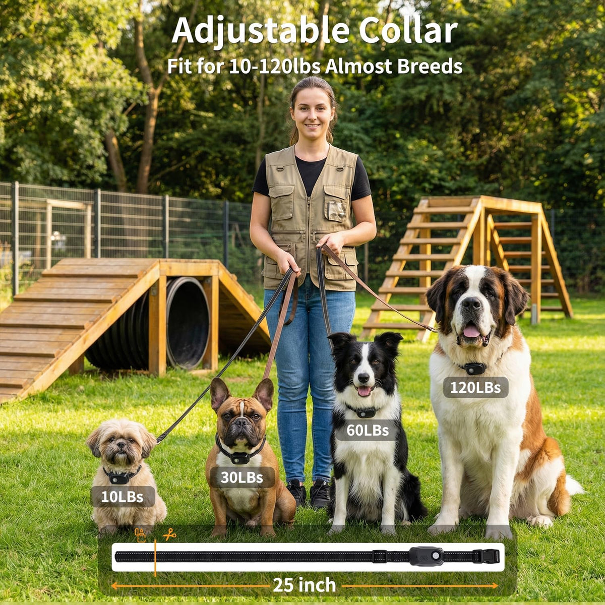 dog shock collar - 4200 feet training collar, side view