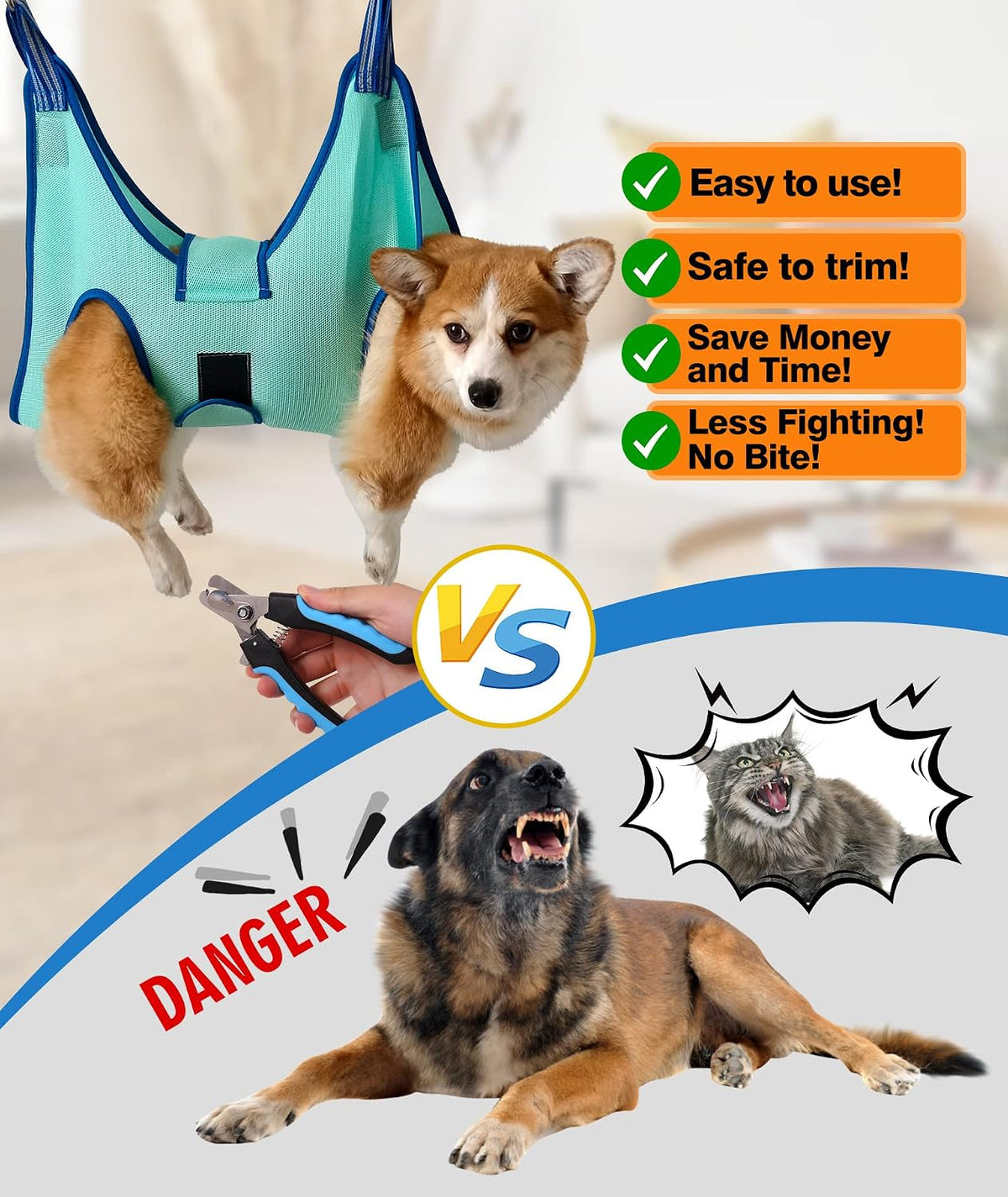 kkiimatt dog grooming hammock,hanging harness holder for nail shown in use