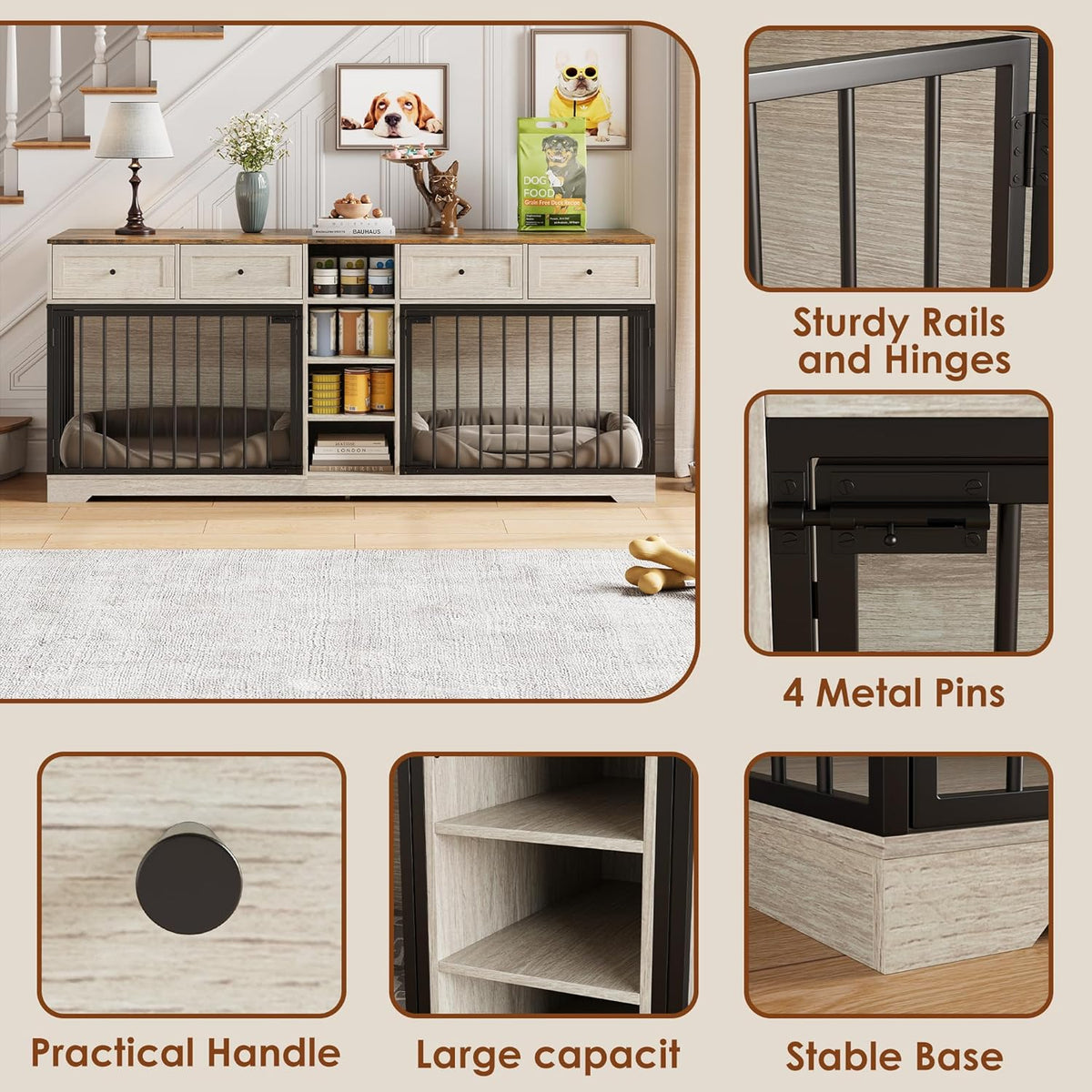 idealhouse 82” large dog crate for 2 dogs, package contents
