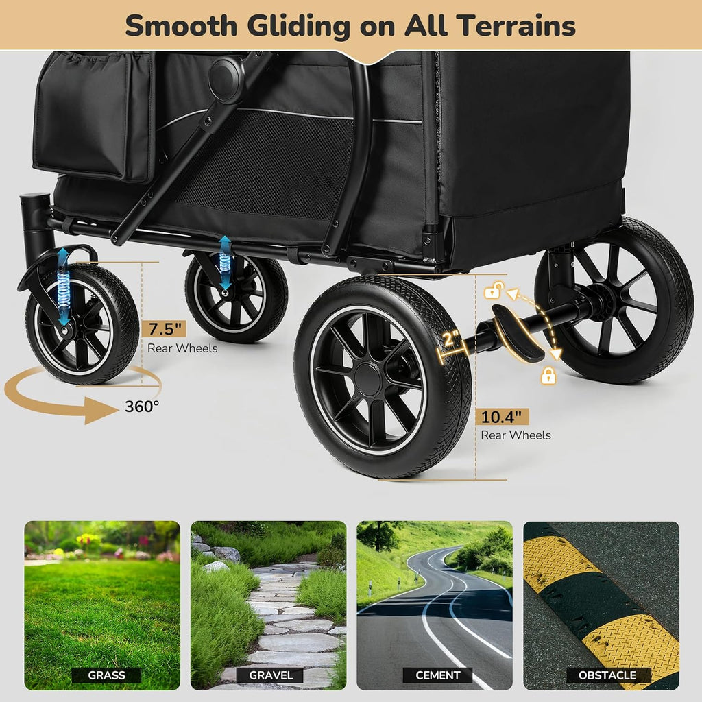 elemara large dog stroller with walk-in ramp, up showing dimensions