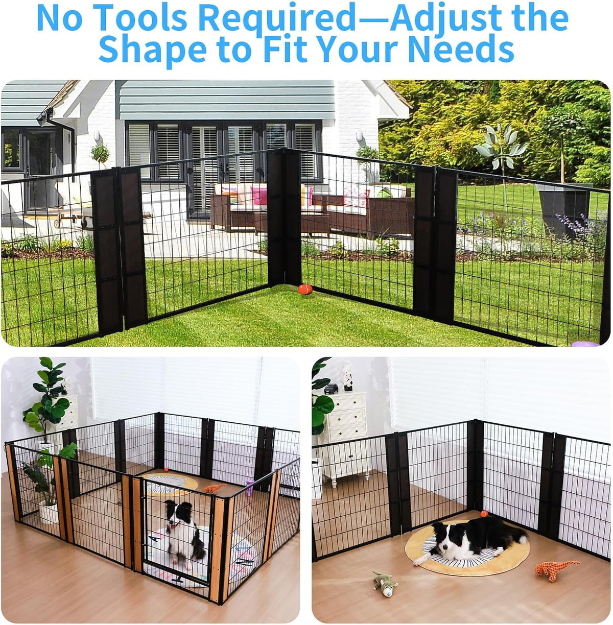 furniture style dog playpen 32" h, 6 panels showing dimensions