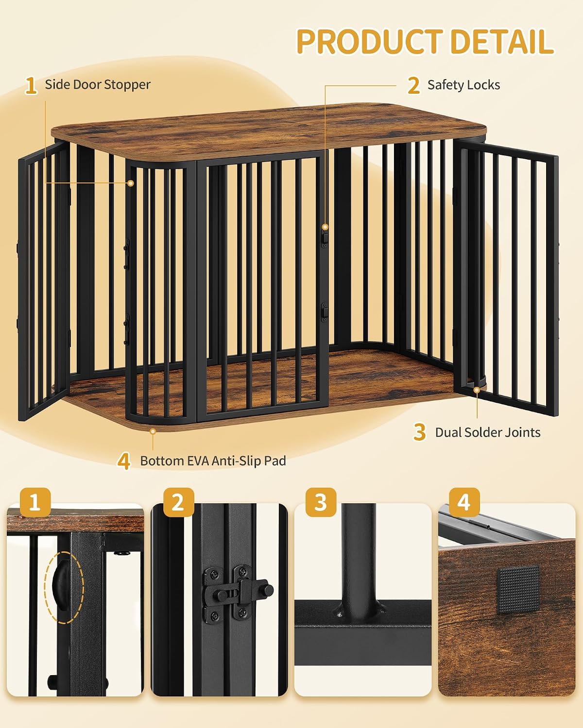 hzuaneri 39.4 in l dog crate furniture, wooden on a desk or shelf