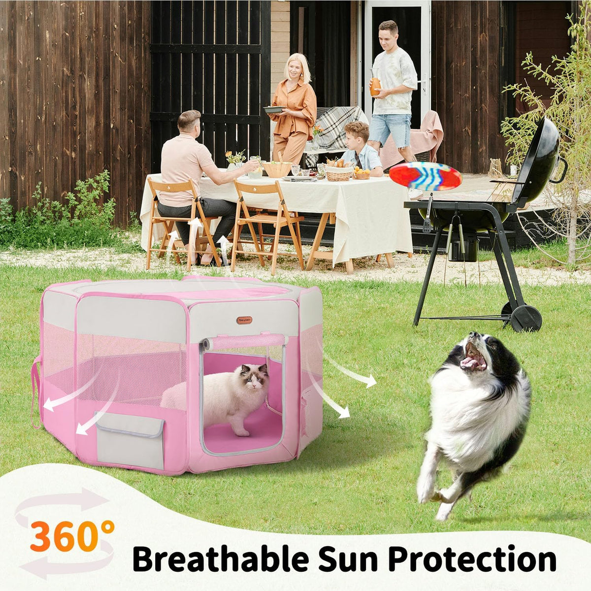 seiyierr dog playpen, portable pet play pen foldable shown in use
