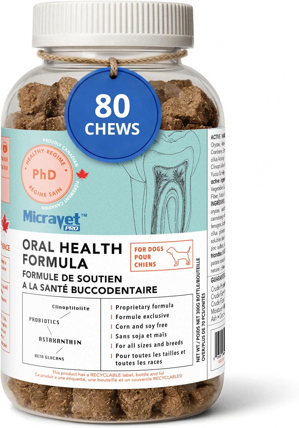 micravet pro oral health soft chew dental supplements, main product view