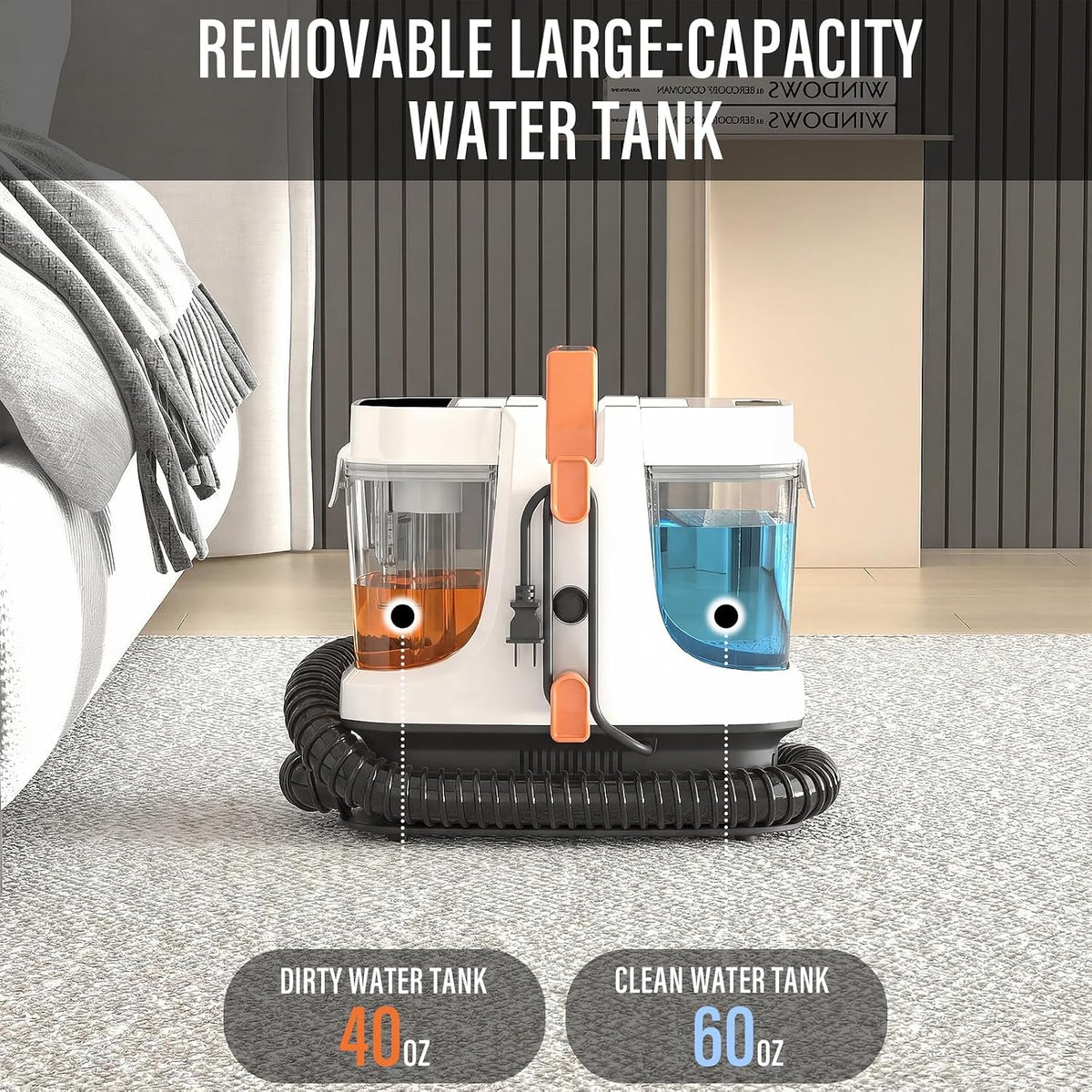 starrybot upholstery cleaner machine, 18kpa pet stain extractor(white), side view