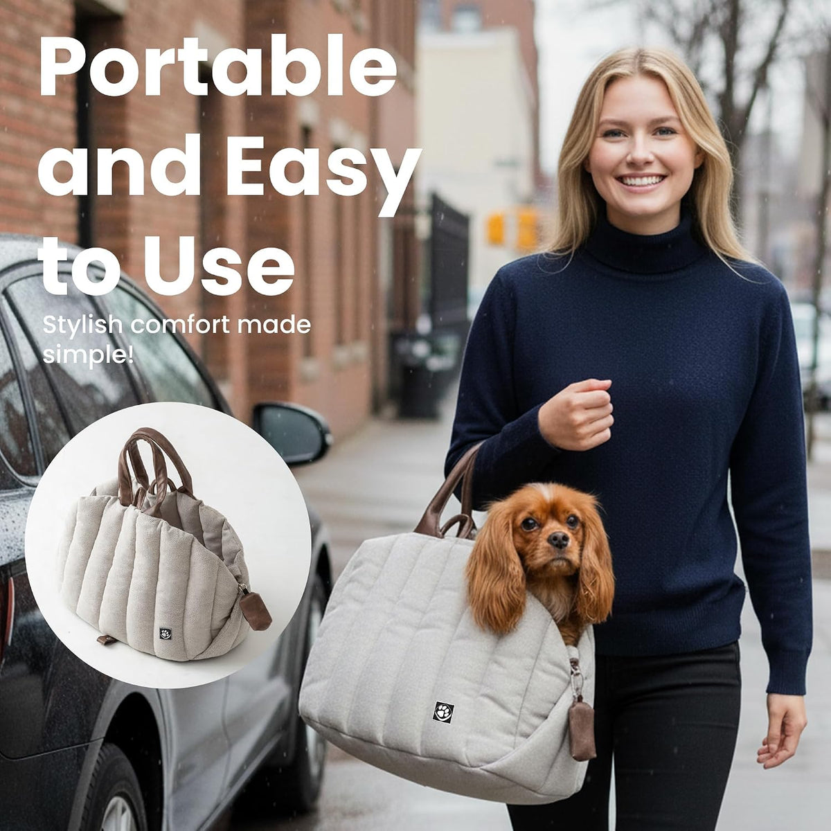 pawspik 3-in-1 tote pet carrier, travel bed &, side view