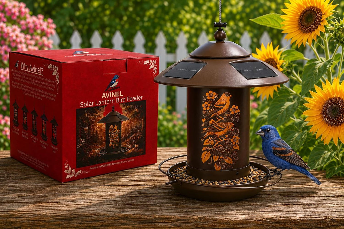 avinel solar lantern bird feeder – solar-powered outdoor, close-up detail