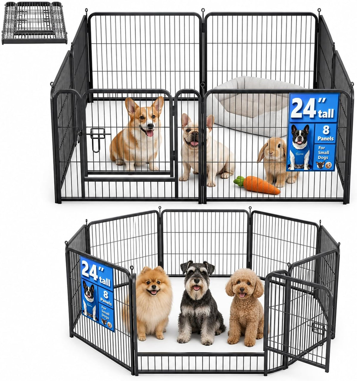 dog playpen outdoor, 24 inch height 8 panels, main product view