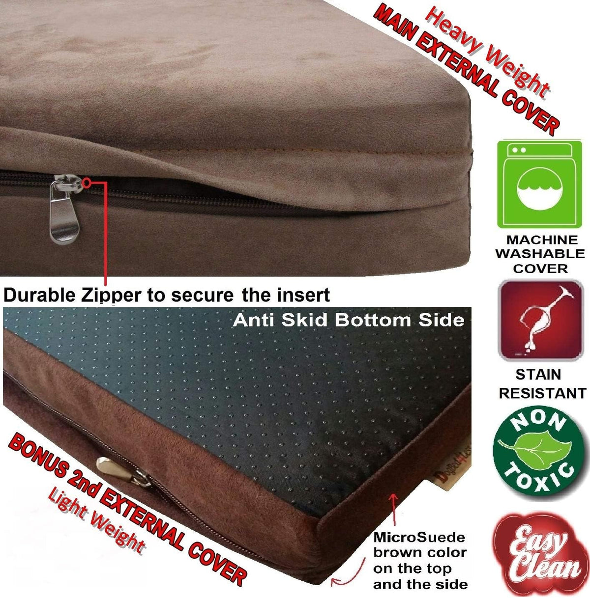 dogbed4less extra large true orthopedic gel memory foam, close-up detail