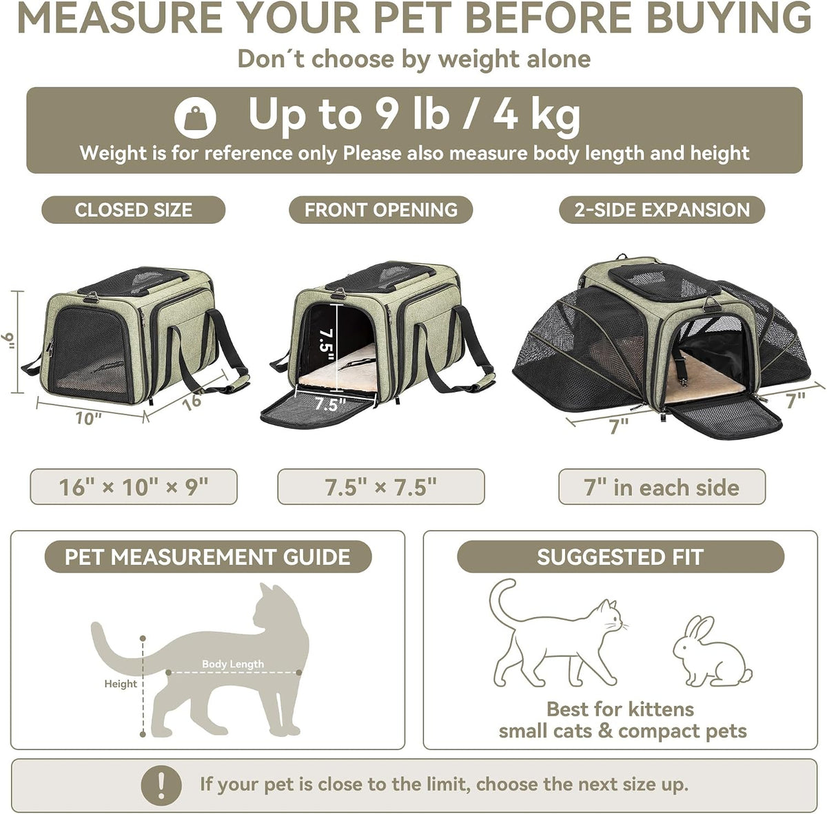 petsfit small double expandable cat carrier for kittens shown in use