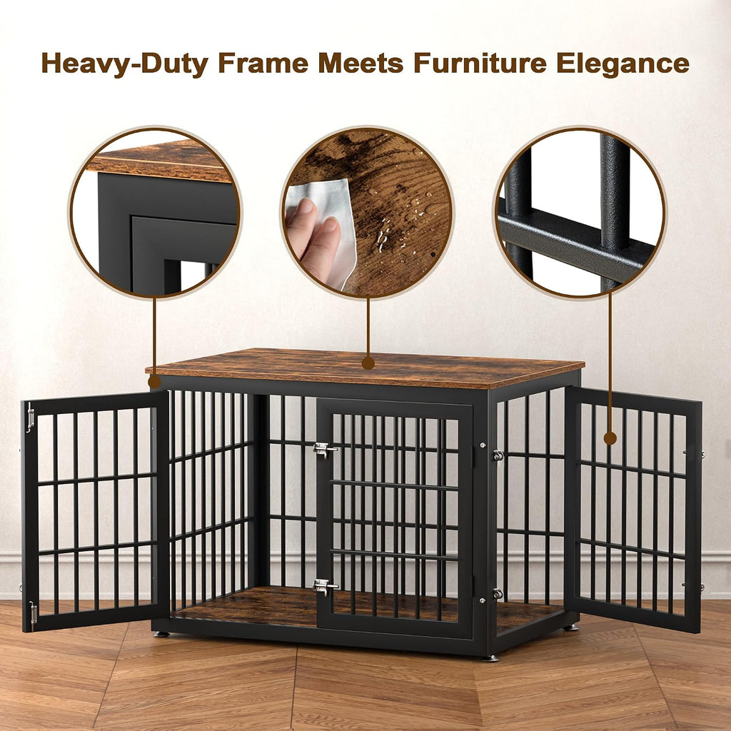 rehomerance 38" heavy duty dog crate furniture for showing dimensions