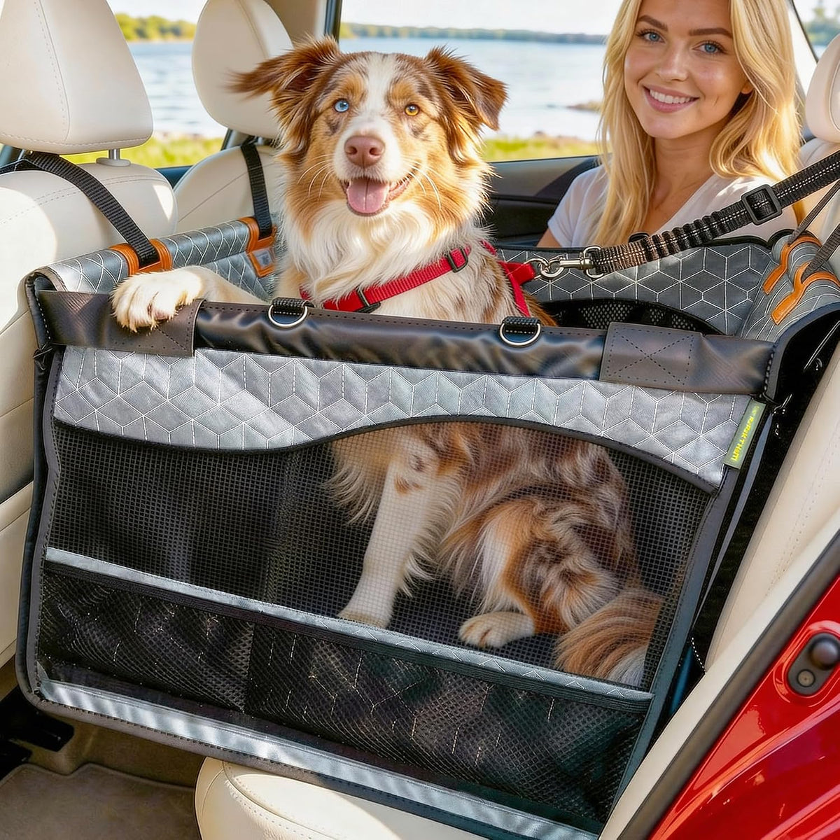dog car seat for large medium dogs, back, main product view
