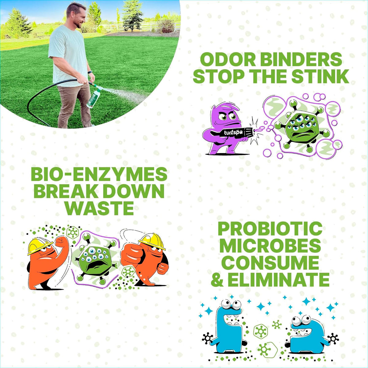 artificial turf odor eliminator, dog urine yard deodorizer, close-up detail