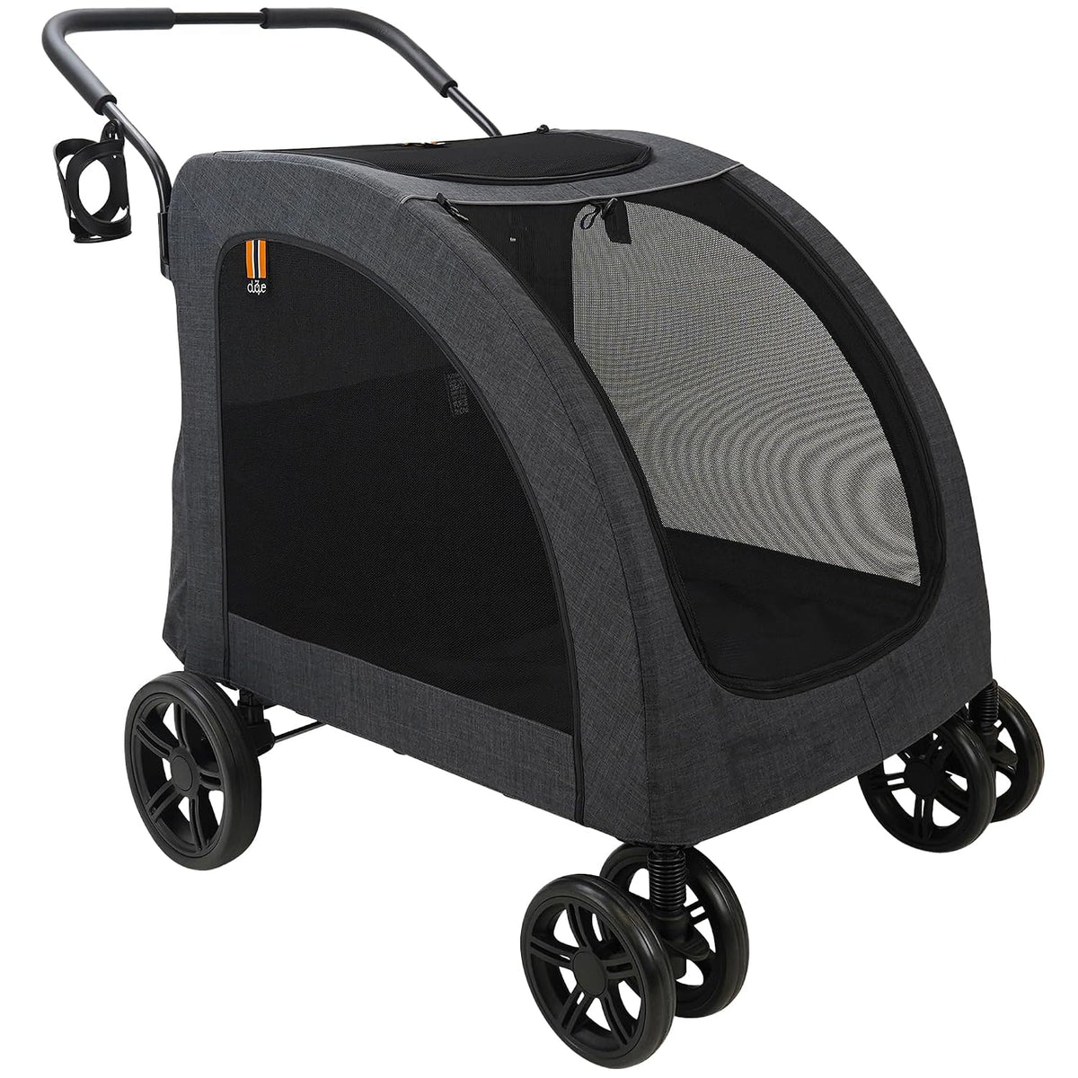 chester raincover pet stroller - melange black, main product view