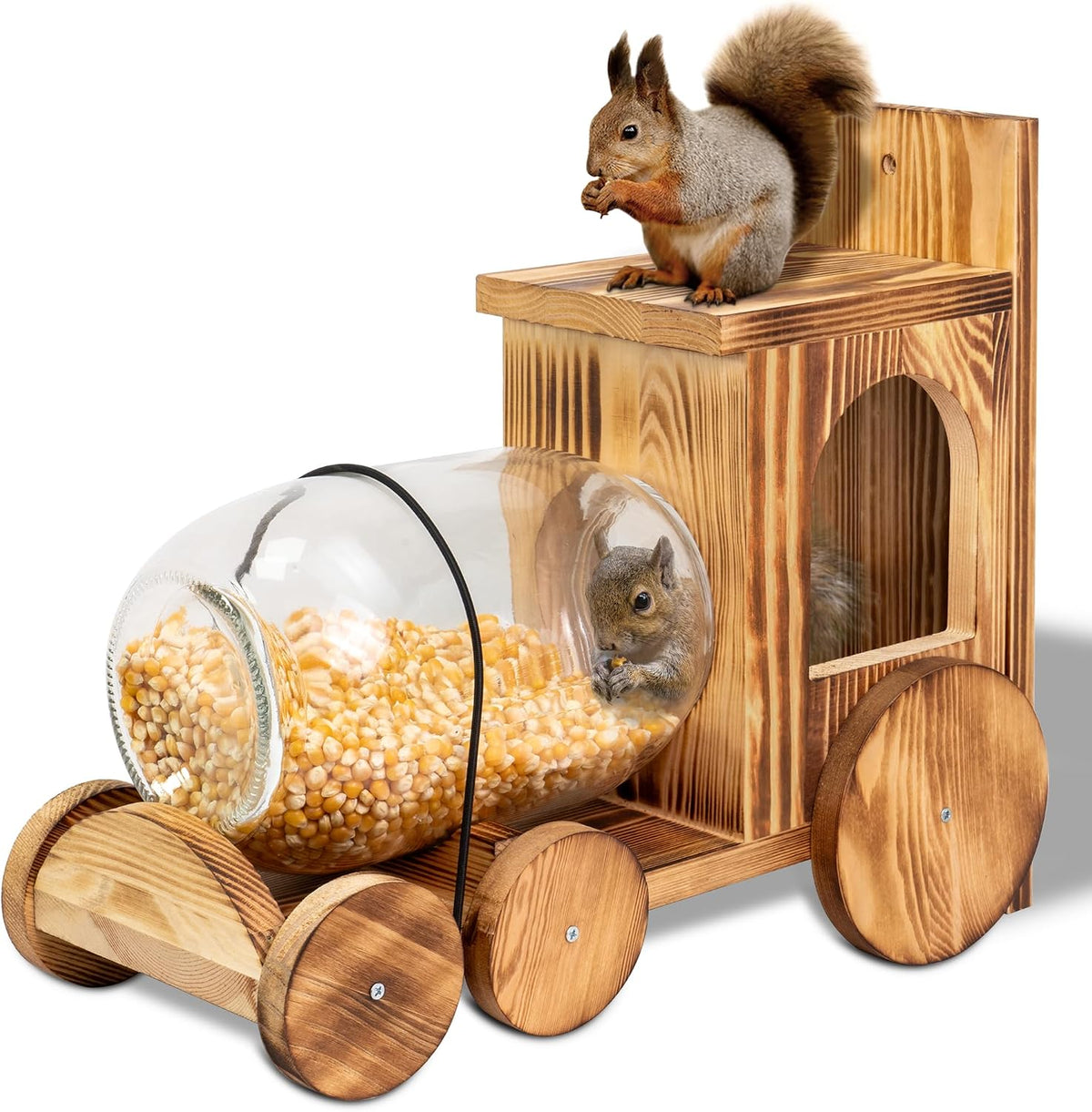 large wooden squirrel feeder for outside, 0.8-gallon glass, main product view