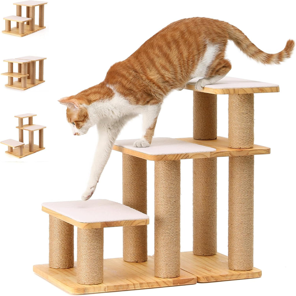 fukumaru dog stairs, solid wood pet stairs with, main product view