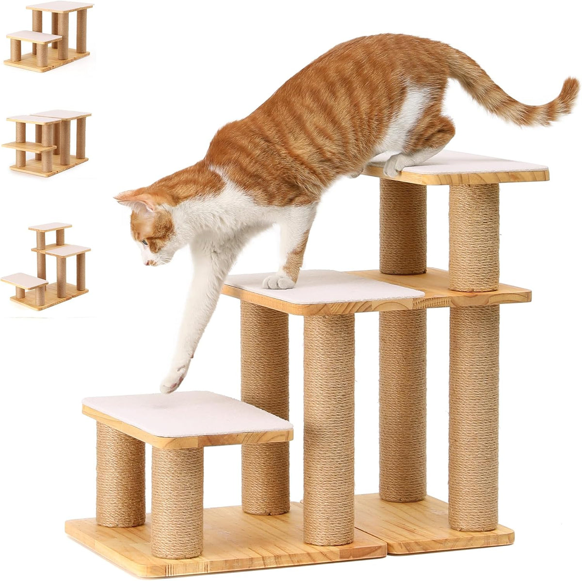 fukumaru dog stairs, solid wood pet stairs with, main product view