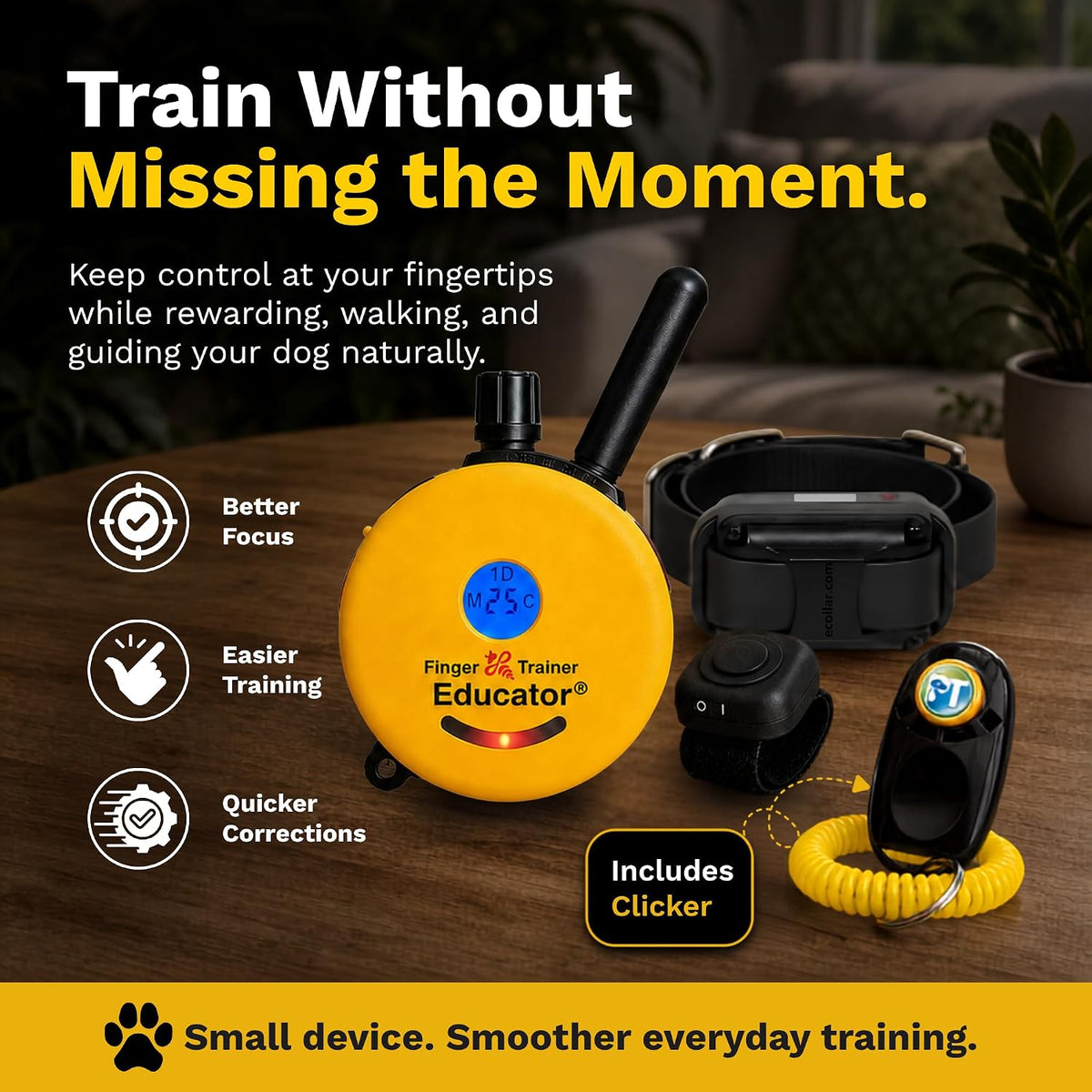 educator ft-330 finger trainer e collar for dog showing dimensions