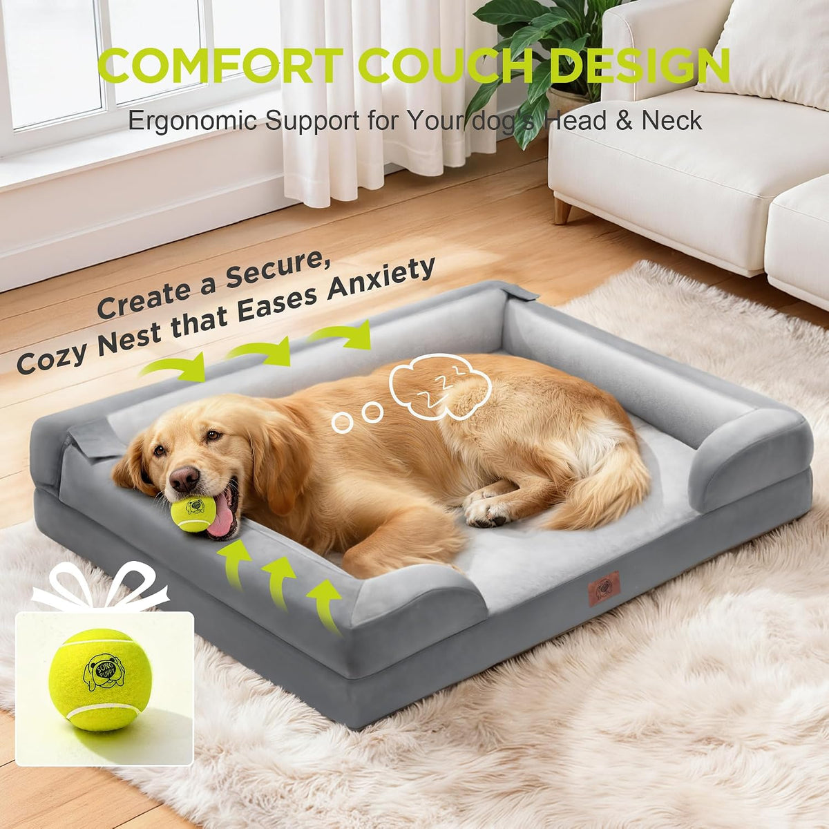 waterproof orthopedic dog bed for extra large sized on a desk or shelf