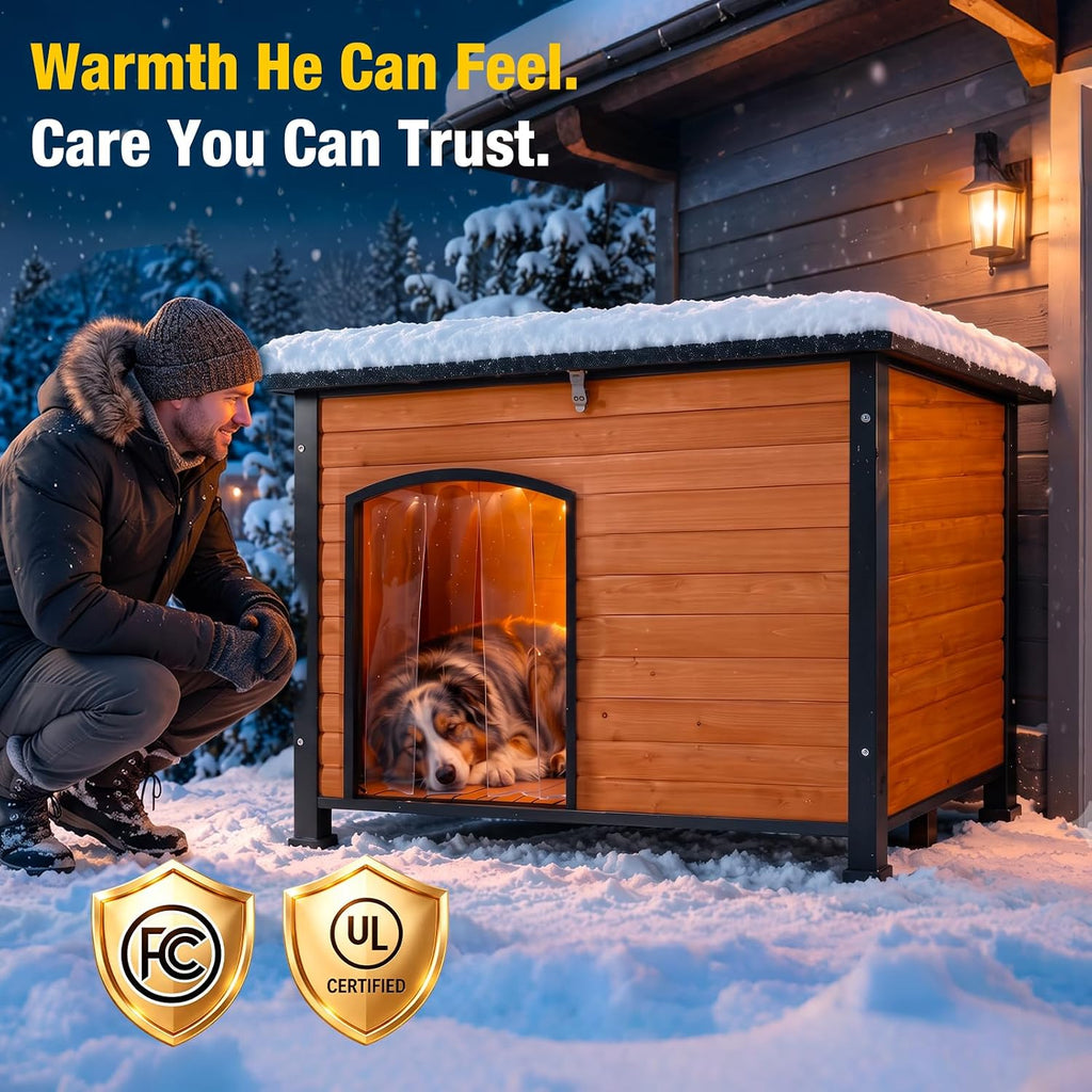 aivituvin heated dog house outdoor 43.3" insulated dog on a desk or shelf