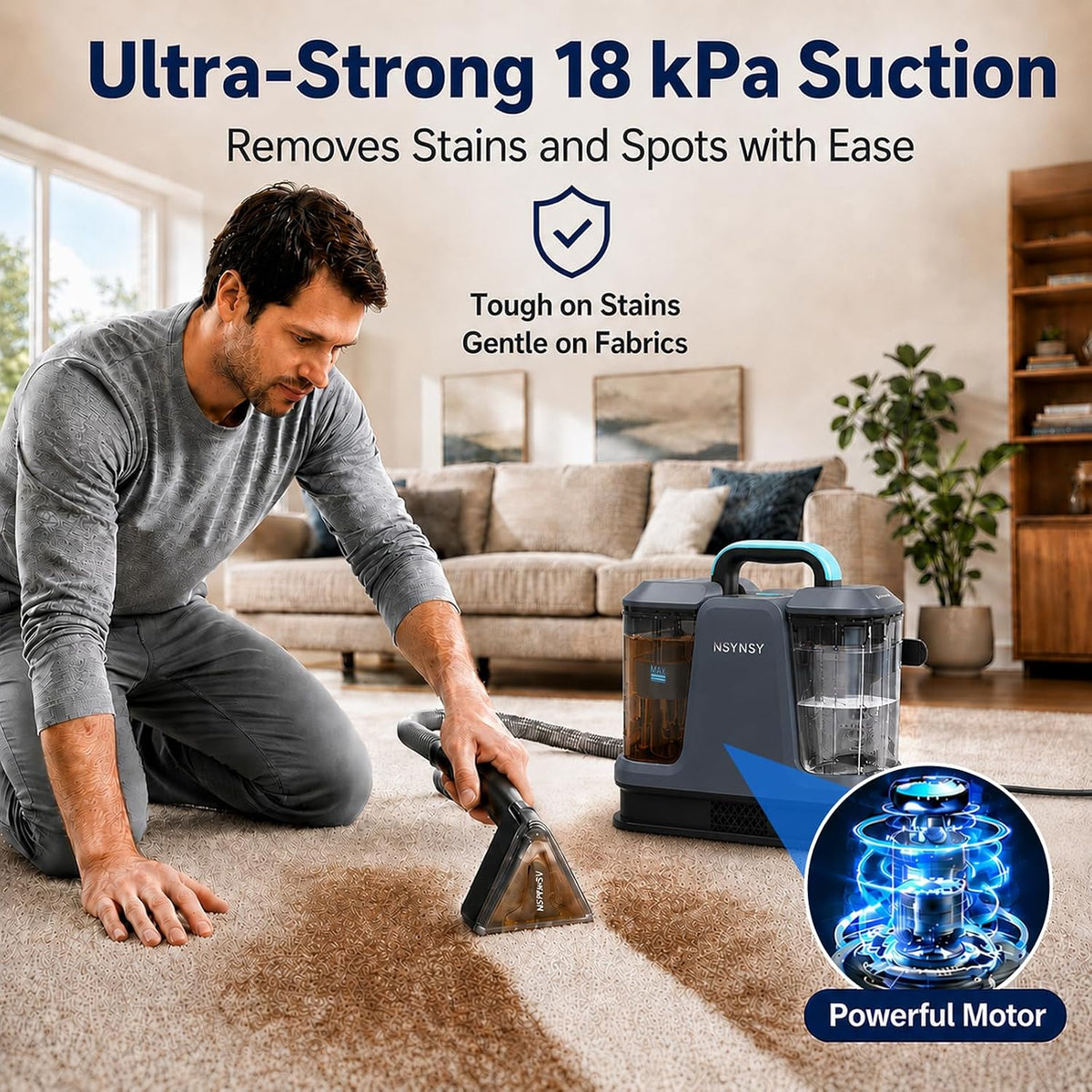 portable carpet upholstery cleaner for furniture, pet stains showing dimensions