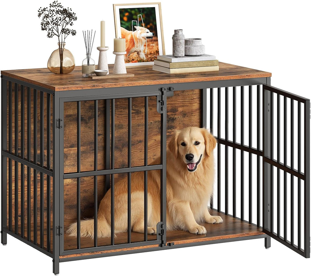 hoobro 38.6" dog crate furniture, wooden dog kennel, main product view
