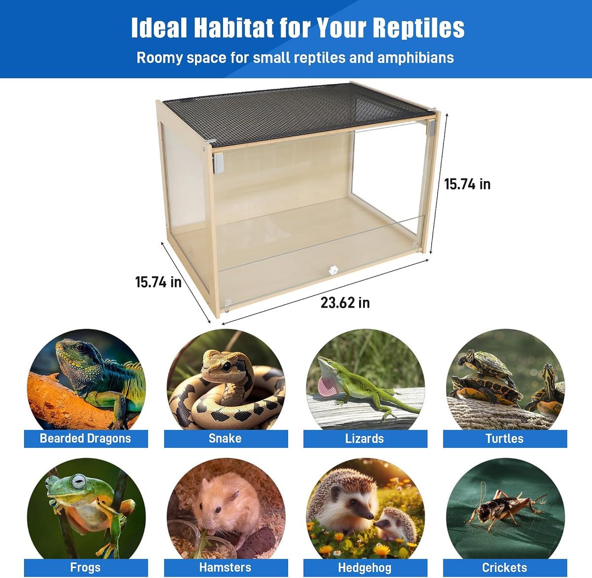 reptile terrarium enclosure 30gallon bearded dragon tank, 24*16*16inch, package contents