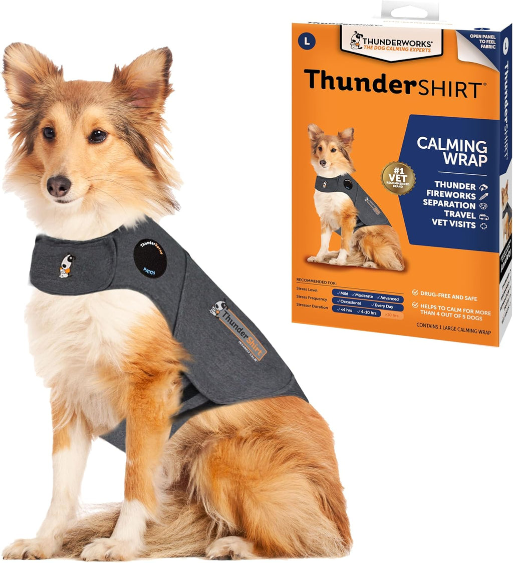 thundershirt for dogs calming anxiety vest, large, heather, main product view