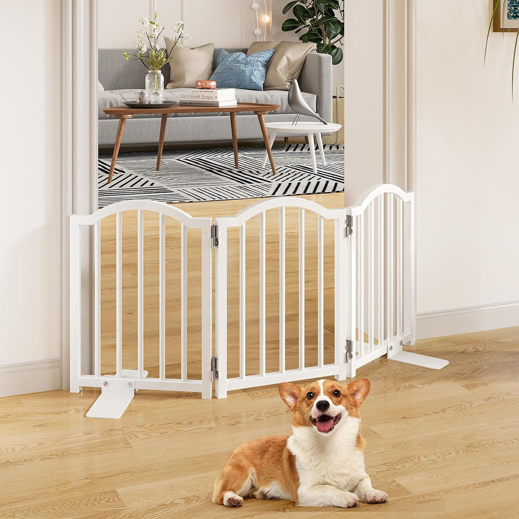 snughome short dog gate indoor, 16" high freestanding showing dimensions