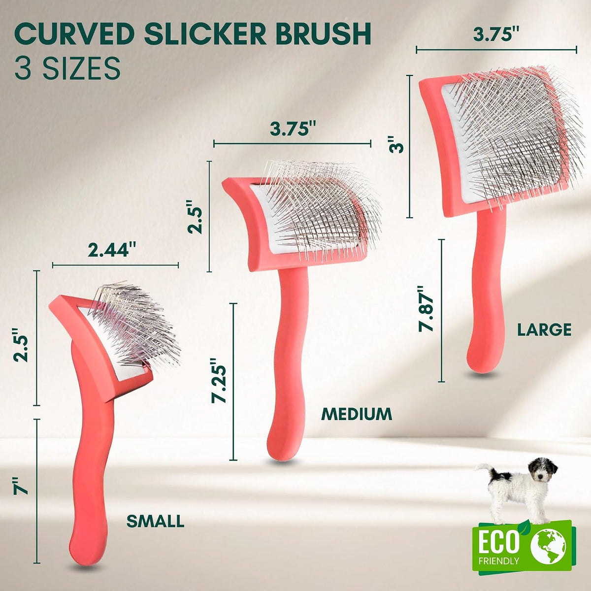premium slicker brush for dogs - long pin, side view
