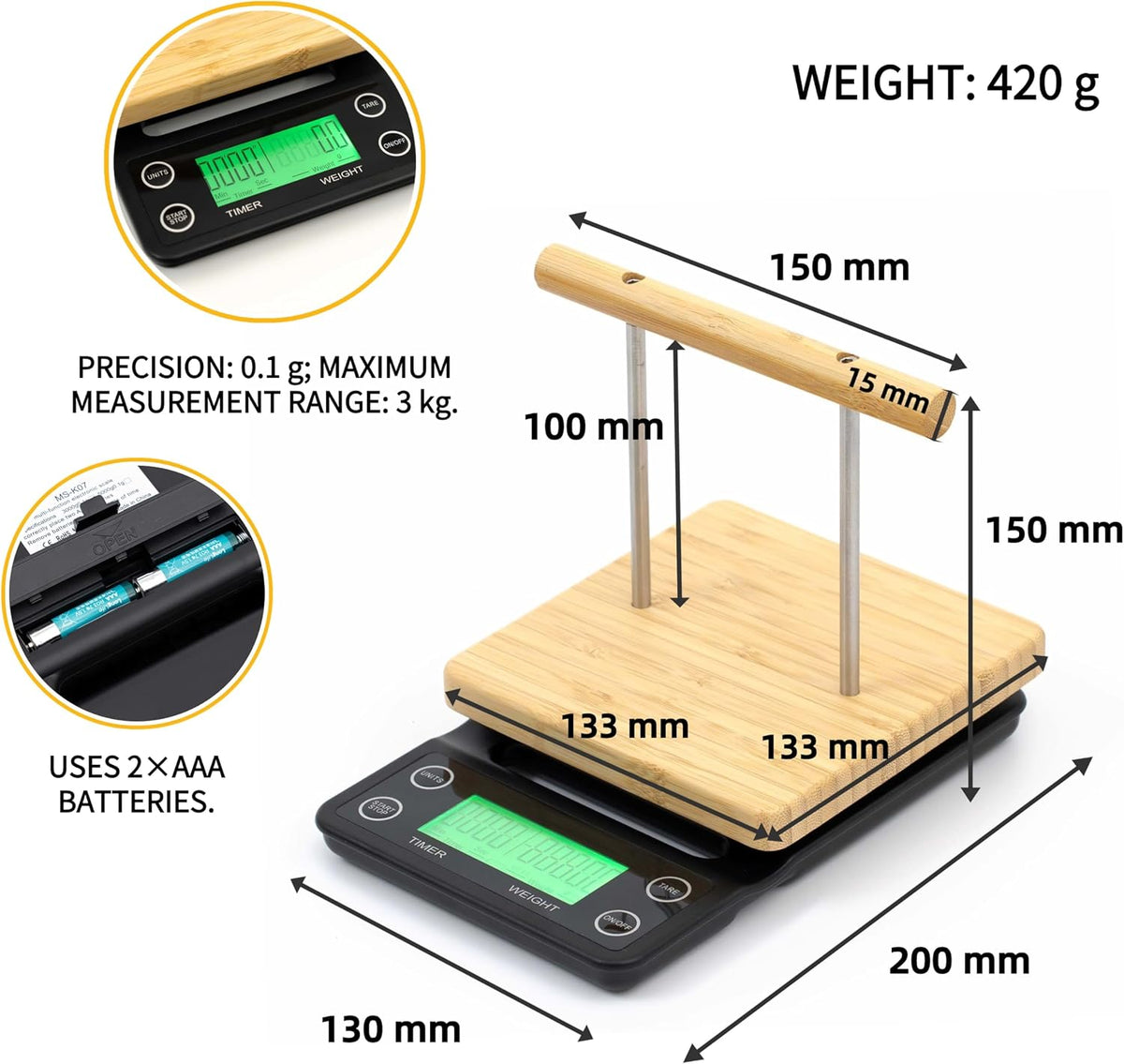 neouza bird scale with perch for small &, close-up detail