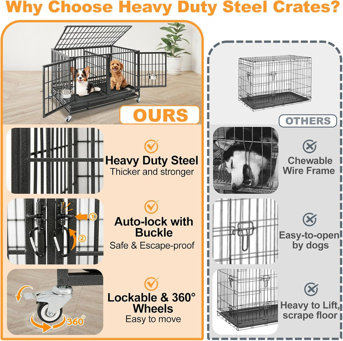 homey pet 42 inch stackable heavy duty dog, side view