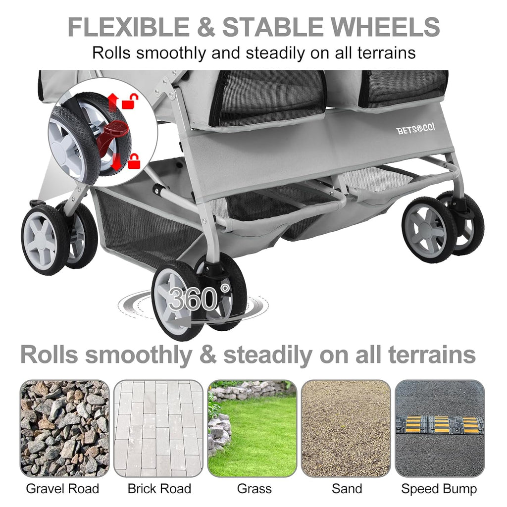double pet stroller for 2 small dogs &, side view