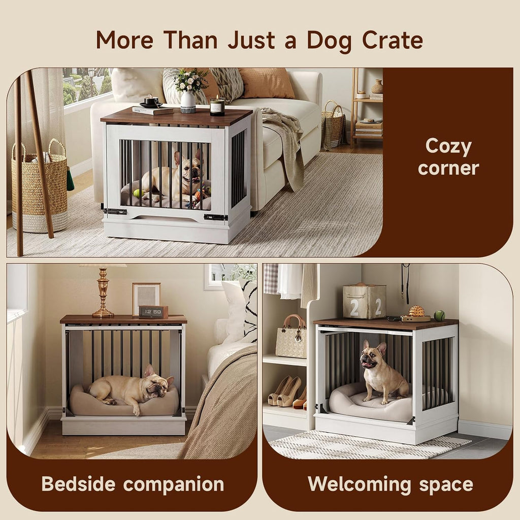 onbrill 27 inch flip-up door dog crate furniture, side view