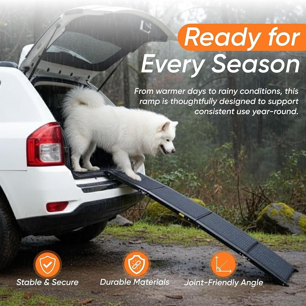 dog ramp for car & back seat cover, close-up detail