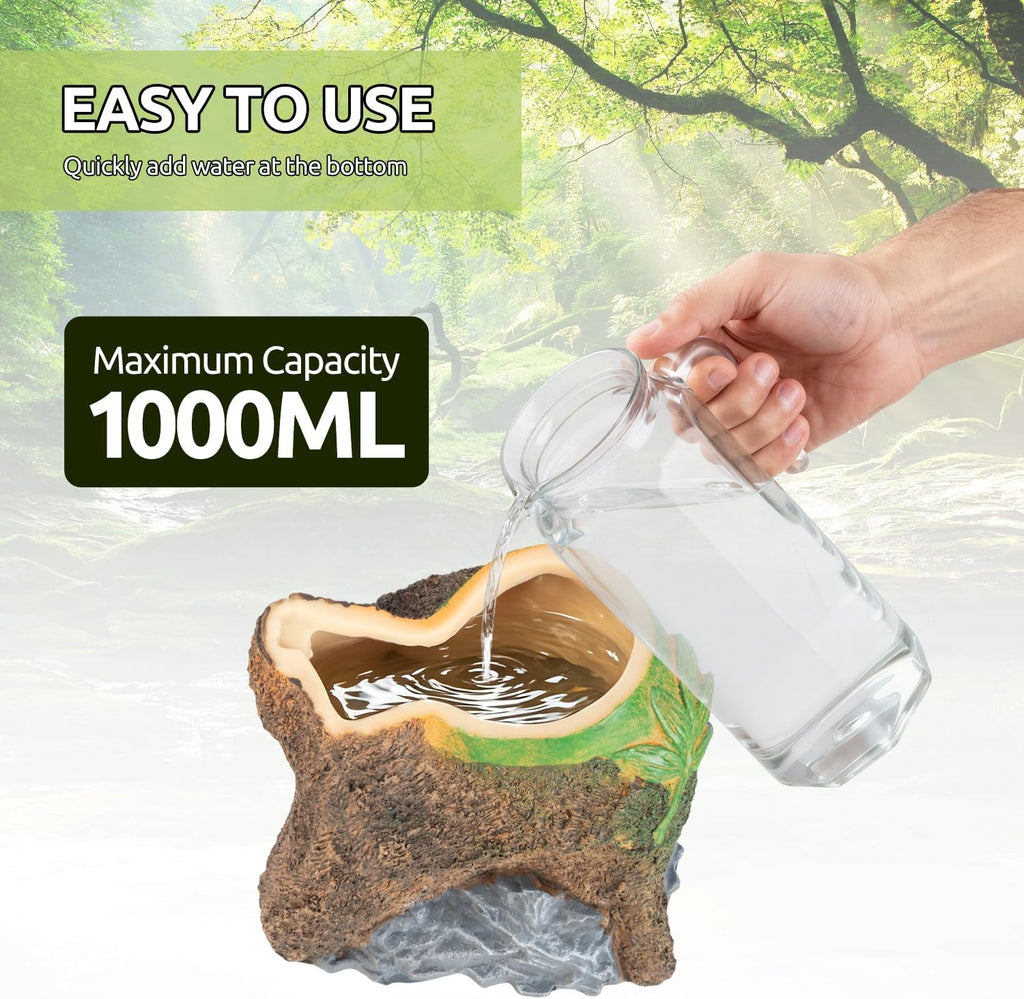 reptile humidifier fogger, bamboo trunk humidifier with top, side view