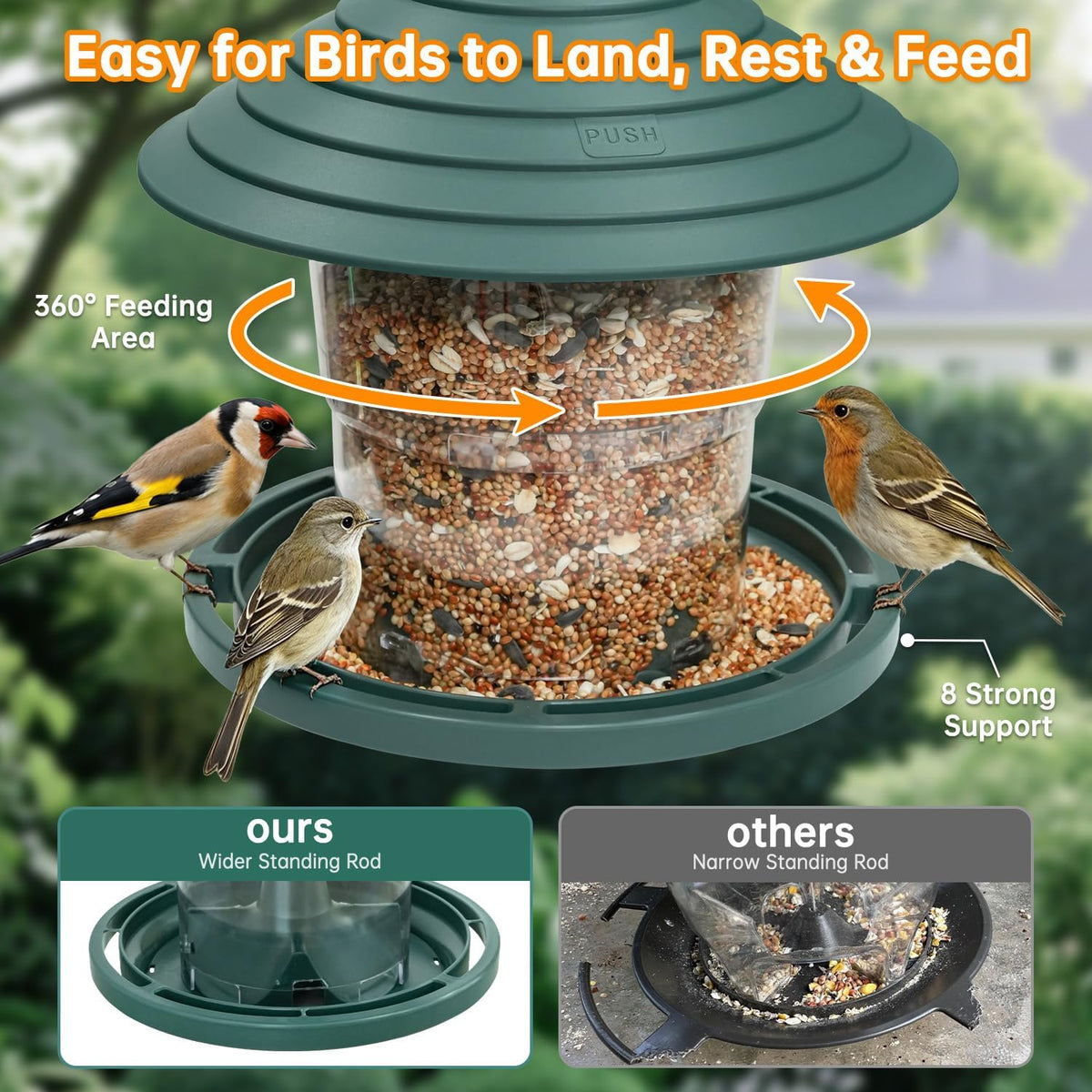 habau 2 pack bird feeders for outdoors, plastic, close-up detail