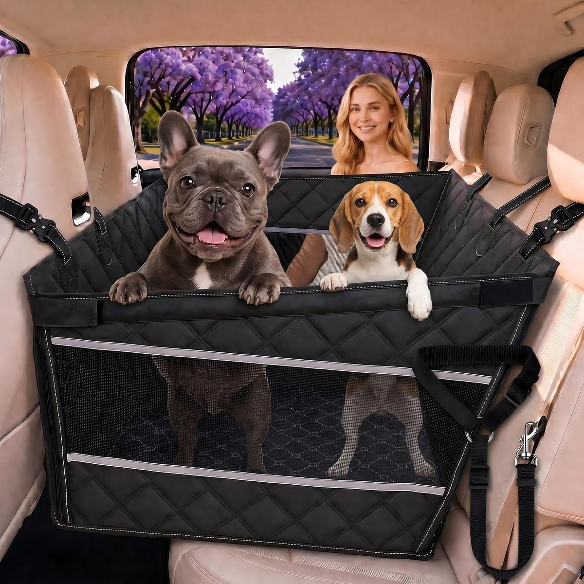 rynvale large medium dog car seat, half back, main product view