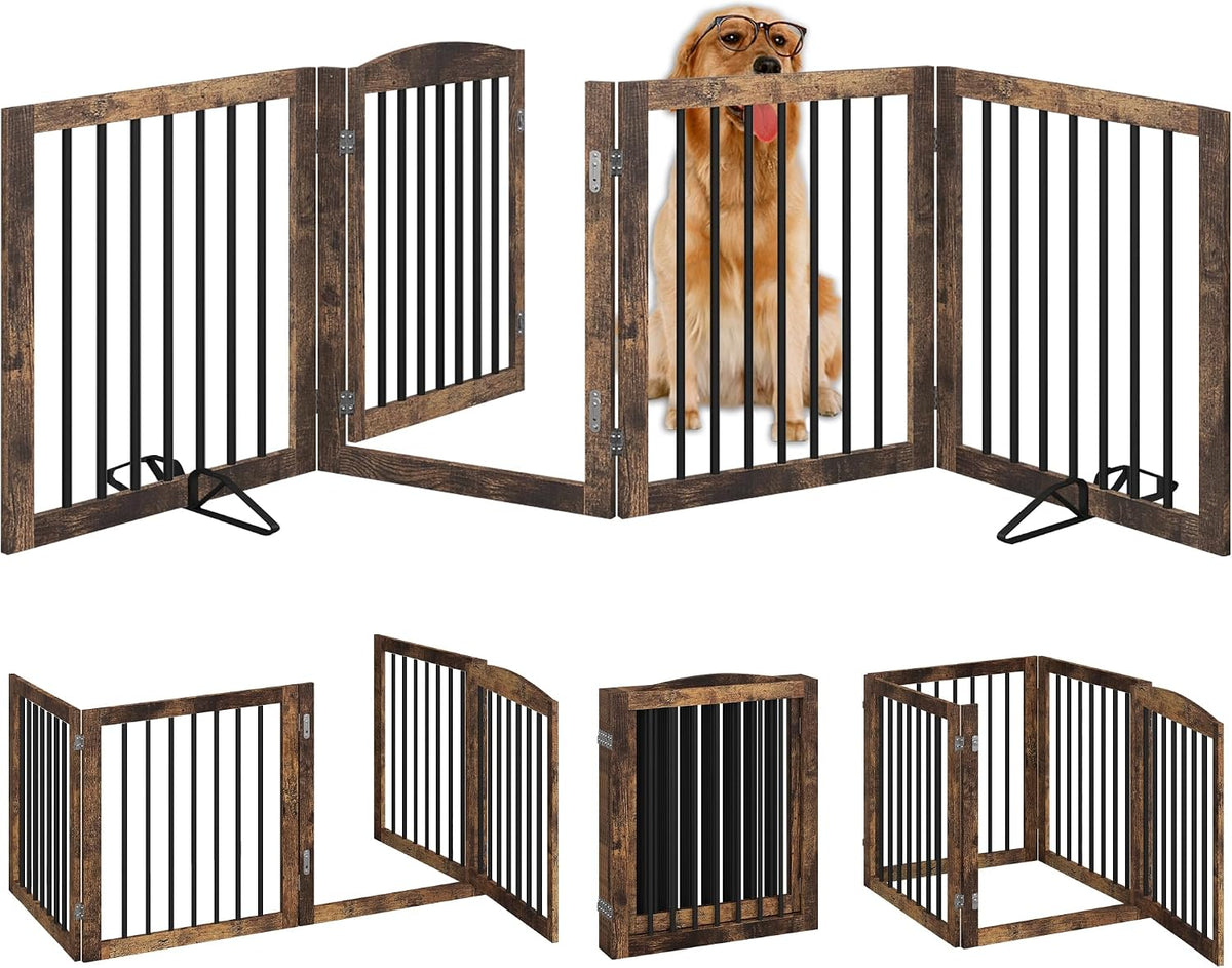 vantas 96" x 30", no-assembly wooden dog gate, side view